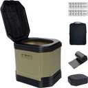 RWORCP Portable Camping Toilet, Portable Travel Folding Toilet with Lid for Adults and Kids, Portable Potty for Camping, Hiking, Car Travel, Truck, RV, Boating, Road Trips, Beach (Khaki)