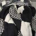 Snuggle Sac Checkered Blanket, Black White Throw Blanket for Couch Plaid Microfiber Fluffy Warm Fuzzy Cozy Soft Throw Blanket Reversible Checkerered Blankets for Sofa, Chair, Bed, Twin(60"x80")