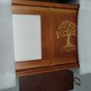 X-Large Urns for Human Ashes Adult Male Female, Up to 500 Cubic Inches, Extra Large Red Pine Wood Urn with Tree Pattern
