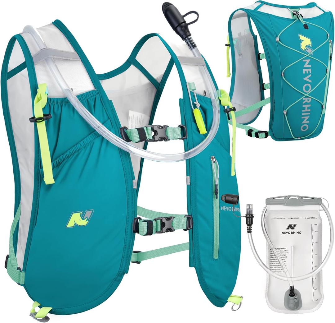 Waterproof Running Vest, 5.5L Breathable Running Hydration Vest with 1.5L Water Bladder, Water Vest for Hiking, Trail Marathon Race, Ideal for Women and Men (Green)