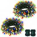 Battery Operated String Lights Outdoor 2Pack 16.4ft Christmas Tree String Light,Green Wire Battery Wreath String Light with Timer 8 Modes for Xmas Tree Party Decoration (Multicolor)