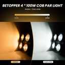 Betopper LC500 4x100W Stage Spotlight,2 in 1 COB Led Par Can Light-2 Packs