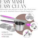 Bellemain Heavy-Duty Stainless Steel Potato Ricer & Masher | 15 oz, Perfect for Mashed Potatoes | Kitchen Tool with 3 Interchangeable Discs (Purple)