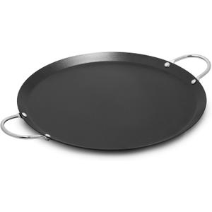 IMUSA 13.5in Carbon Steel Nonstick Round Comal with Metal Handles, Black