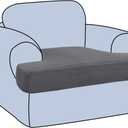 H.VERSAILTEX Stretch T Cushion Chair Sofa Slipcover T Cushion Covers for Living Room Armchair Couch Cover T Cushion Slipcover Seat Cover with Elastic Bands Thicker Jacquard Fabric, Gray