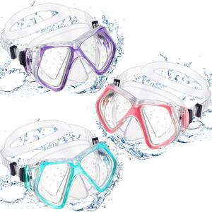 Fabbay 3 Pieces Swimming Diving Goggles With Nose Cover Adult Swim Snorkel Goggle Swim Goggle Pack Pool Goggles For Youth Men Women