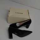 J. Adams Jolie Heels for Women - Closed Pointed Toe Mid Block Heel Classic Pumps (10, Black Vegan Leather)