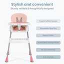 Dream On Me TableTalk 2-in-1 High Chair for Baby & Toddler Convertible High Chair to Junior Chair, Removable Padded Seat, Dual Dishwasher-Safe Trays, Styrdy Steel Frame, Quick Folding Design Pink