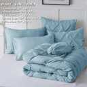 HIMEET Pintuck Bed in a Bag, 7 Pieces Full Size Comforter Set Light Blue, Pinch Pleat Bed in a Bag, Soft All Season Bedding Sets with Comforter, Flat Sheet, Fitted Sheet and Pillowcases & Shams