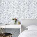 HeloHo Peel and Stick Wallpaper 17.3 X 196.8 Blue White Floral Wall Paper Self Adhesive Removable Waterproof Contact Paper for Living Room Bedroom Decor