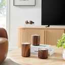 DANYA B Hemming Modern Walnut Finish 3-Piece Tealight Candle Holder Tabletop Decor Set LT2273SET