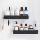 Kitsure Shower Caddy - 2 Pack Adhesive Shower Organizer, Rustproof Metal Shelves, No-Drill Bathroom Organizers and Storage, Black, XX-Large