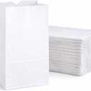 Perfect Stix - Kraft White Bag 6-100 6lb Kraft White Paper Bags- Pack of 100ct, White Bags