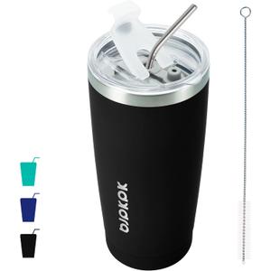 BJPKPK Black Insulated Tumbler With Lid And Straw 20 oz Stainless Steel Tumblers Coffee Thermal Cup Black