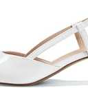 GENSHUO Low Kitten Heels Women's Slingback Dressy Pumps Pointed Closed Toe Ankle Strap Elegant Wedding Pumps Formal Comfortable Shoes, Size 7.5