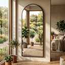 58.1"x19.1" Floor Mirror Full Length, Arched Full Length Mirror with Stand, Full Body Mirrors for Bedroom Living Room or Cloakroom Black