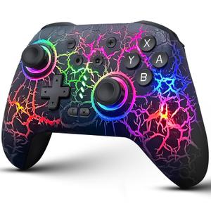 Switch Controller, Wireless Switch Pro Controller for Switch/Switch 2/Switch Lite/Switch OLED, 10 Color LED Switch Controllers, Programmable 1000mAh Switch Remote Gamepad with Wake Up, Turbo Vibration (Black)