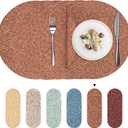 Pack Of 4 
Faux Leather Round Placemats with Vinyl Surface – Heat Resistant, Wipeable Dining Table Placemats for Kitchen or Small Tables – Embossed Handmade Design – Individuales Redondos