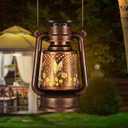 Solar Lantern Outdoor Hanging Vintage LED Waterproof Camping Light with Beautiful Graphics Landscape Decor for Yard,Patio,Porch,Lawn,Tabletop(02 - Hummingbird)