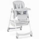 Baby High Chair, Foldable Convertible High Chair for Babies & Toddlers, Adjustable Height & Recline with Removable Double Tray, PU Cushion, Storage Basket, Easy to Clean, Gray