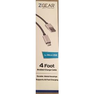 DI ZGear 4 ft Braided Micro USB Metal Cbl