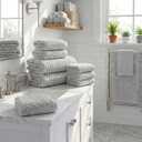 18 Pcs Soft Microfiber Baths Towel Set Include 6 Bath Towel,6 Hand Towels,6 Washcloth Bath Towels and Washcloth Set Coral Fleece Bathroom Sets with Hanging Loop for Family(Gray)
