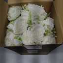 Geosar 8 Bundles Artificial Peonies Flowers Fake Silk Peony Bouquet Faux Peonies Flowers Bulk for Decoration Vase Floral Arrangements Wedding Party Table (White)