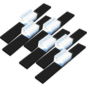 Wesiti 6 Pcs Wooden Name Badge Holder ID Badge Tray Organizer Name Tag Holders Note Card Organizer Plate Table Holders Sign Decor for Office Business, 23.62 x 3.5 x 0.75 Inch(Black)