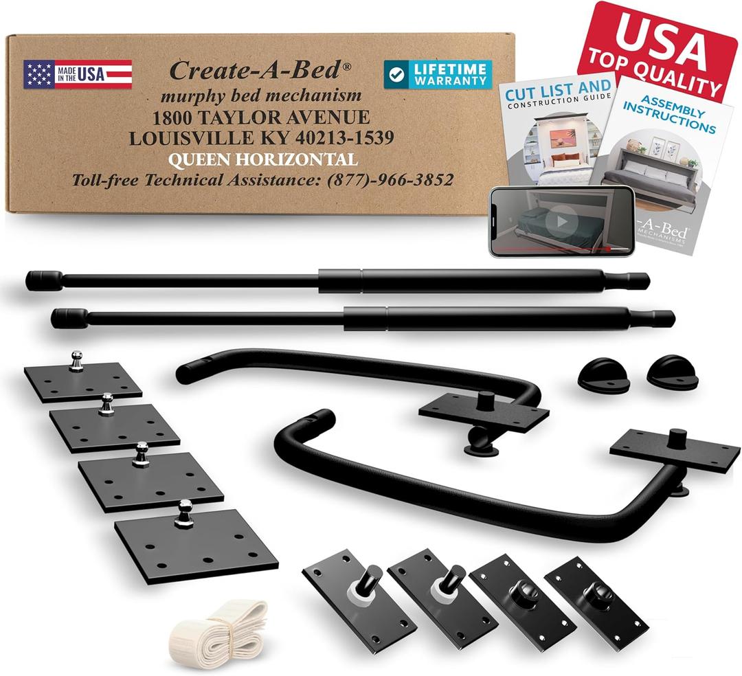 Create-A-Bed Queen Size Deluxe Murphy Bed Kit, Horizontal
