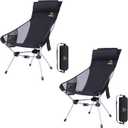 Nice C Ultralight High Back Folding Camping Chair, Collapsible Backpacking Chair, Compact & Heavy Duty Outdoor, Travel, Picnic, Festival with 2 Side Pockets, Pillow &Carry Bag (Set of 2 Black)