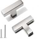 Cabinet Pulls Single Hole Cabinet Handles, 20 Pack Square Brushed Nickel Bar Cabinet Pulls Drawer Cabinet Knobs Cupboard Hardware Cabinet Handles, Stainless Steel Single Hole Cabinet Knobs