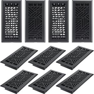 10 Pcs 4 x 10 Inch Heavy Duty Floor Registers 300lbs Carbon Steel Walkable Floor Vent Covers Easy Adjust Airflow Vents Decoration for Home Heater Air Grilles Vents Supply (Black)