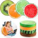 Coume 4 Pcs 15.7 Inch Fruit Pillows Round Floor Cushions 3D Watermelon Kiwi Lemon Orange Decorative Stuffed Throw Pillows Chair Toy Seat Floor Seat Cushions for Kids Couch Sofa Classroom
