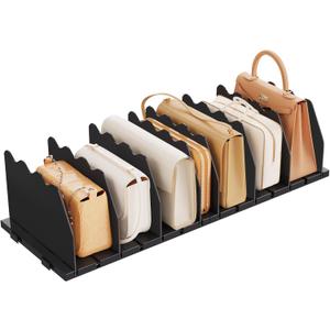 SPACEKEEPER Shelf Divider for Closet, Adjustable Purse Organizers Handbag Separators Storage Organizer Bookshelf Separator Dividers in Bedroom Office Kitchen Bathroom, Black
