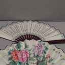 2 Pcs Large Folding Hand Fans,13 inch Bamboo Fabric Fans with Chinese Traditional Painting for Performance,Decorations (Bamboo & peony)