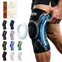 Kuangmi Knob Knee Brace for Pain Relief, Knee Support with Patella Gel Pad & Side Stabilizers, Compression Knee Sleeve for Workout, Arthritis, Joint Pain, Meniscus Tear (Black,Left,Large,Single) (Black, L)