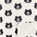 Yoga Sprout Mink Blanket with Sherpa Backing, Bear (One Size)