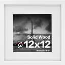 Egofine 12x12 Picture Frame White, Made of Solid Wood with HD Plexiglass for Pictures 8x8 with Mat or 12x12 without Mat, Wall Mounting Display