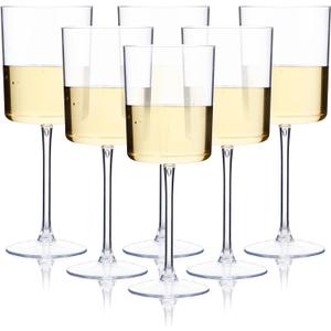 Ciaell 6 Pack Plastic Wine Glasses - 10 Oz Plastic Disposable Wine Glasses with Stem Perfect for Parties & Weddings & Poolside & Outdoors & Camping