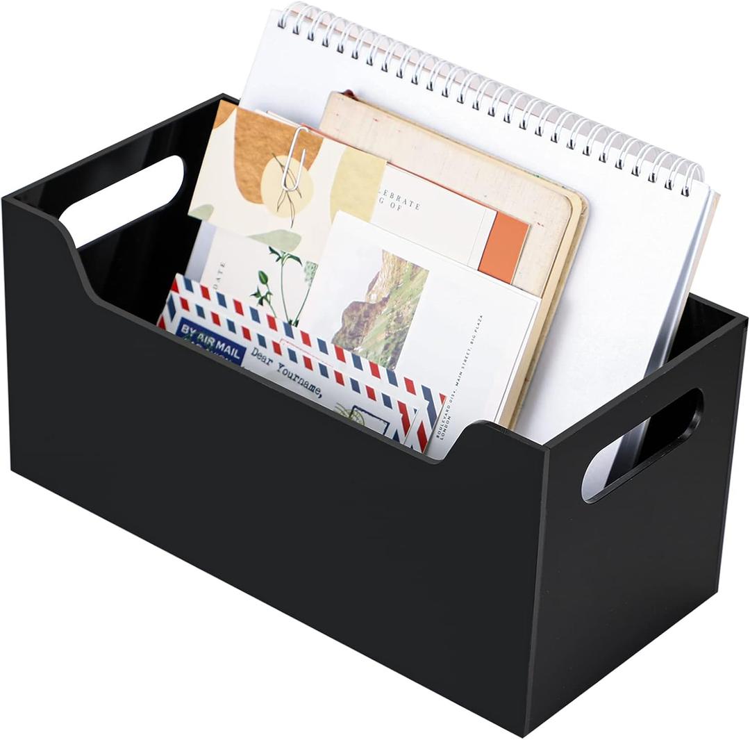 Kamehame Mail Organizer Black Mail Holder Countertop Acrylic Letter Holder Box Vertical Bill Envelope Sorter Basket for Desk Mail Storage Organizer Mailbox for Desktop Office Counter