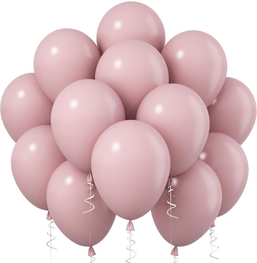Jobkoo Pink Balloons, 12 Inch 30 Pcs Boho Blush Pink Party Balloon Dusty Rose Nude Pink Balloons Retro Vintage Pink Latex Helium Balloons for Girls Baby Shower Anniversary Wedding Birthday Party Decor