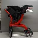Drive Medical Nitro Duet Dual Function Foldable Rollator Walker & Transport Wheelchair for Seniors & Adults - Hand Activated Brakes & Back Support - Large Front Wheels - Red