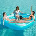 Jasonwell Floating Island Pool Float - Giant Inflatable Multi Person Pool Party Floats Swimming Pool Lounger Raft with Cup Holders Lake Floaties Beach Relaxation Water Float for Adults (Blue, XL)