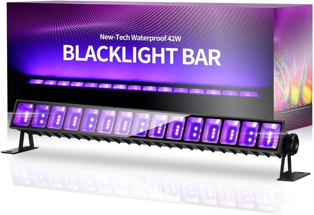 42W LED Black Light Bar, IP66 Waterproof Blacklight Bar with 6ft Cord+Plug+Switch, Black Lights for Glow Party, Fluorescent Poster, Body Paint, Birthday, Halloween, Bedroom, Classroom