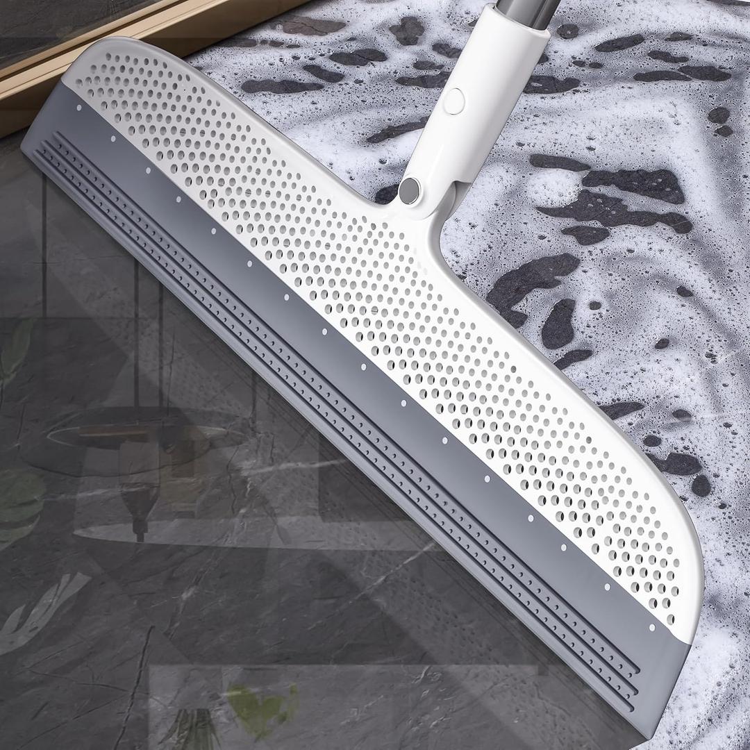 Rubber Squeegee Broom for Floors, 51.77" Long Handle Multi-Surface Magic Multifunction Broom, Pet Hair Remover Scraper for Laminate Carpets, Windows, Mirrors, Rugs, Hardwood, Tile Cleaning (X-Large)