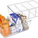 Batoto Pantry Organization and Storage Bins, Refrigerator Organizer Bins  Clear, Kitchen Organization and Storage with Dividers (2 Pack) (Medium-sized, lucency)