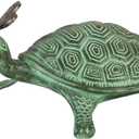 Evergreen Garden 14" L Beautiful Summer Turtle and Butterfly Metal Garden Statue, Fade and Weather Resistant Outdoor Decoration for Homes, Yards and Gardens