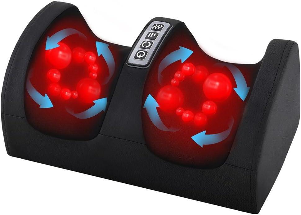 Foot and Calf Massager Machine with Heat,Shiatsu Foot Massagers with Massage Roller,Deep Tissue Massager for Plantar Fasciitis,Circulation and Pain Relief,Best Gifts for Mom & Dad(Black) (Black-01)