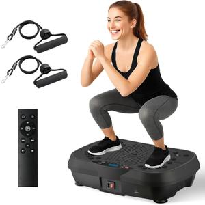 ALSO GO Vibration Plate Exercise Machine, 3 Workout Modes & 120-Level Vibration Platform for Weight Loss/Lymphatic Drainage, 400lbs Capacity Vibration Board with Resistance Bands for Full Body Workout