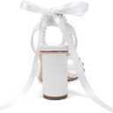 Block Heel Wedding Sandals Pearl Heels Wedding Shoes for Bride Open Toe Bridal Shoes (6, White)